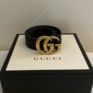 GUCCI Leather Belt With Double G Buckle